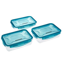 Amazon Brand - Solimo Plastic Food Storage Container Set (Transparent, 3 Pieces, 1.2L)