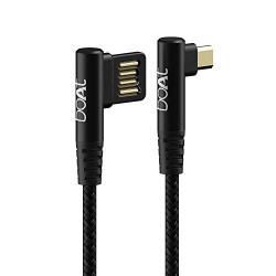 boAt Micro USB L70 Cable Black, 3A Fast Charging & 480 Mbps Data Sync, 10000+ Bends Lifespan & Extended 1.5m Length, Tough Braided Skin with L Shaped Connector(Black)