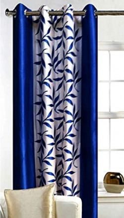 Srk Trendz Polyresin Abstract Window Curtain, 5 Feet, Blue, Pack of 1., Grommets