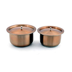 Shri and Sam Stainless Steel Tope with Lid, 2-Pieces, Copper