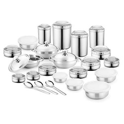 Jensons 16 PCS Stainless Steel Canister Set with White Color PC Lids -16 Pcs Set