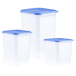 Cutting EDGE 2X Series Modular Airtight Kitchen Storage Containers Combo Set with Lid, Plastic Containers Combo Set for Rice, Dal, Atta,Flour, Cereals, Snacks (7.5L + 4.5L, Light Blue)