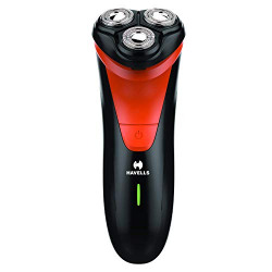 Havells RS7005-3 Head Rotary Shaver with Built in pop-up trimmer for Wet & Dry Shave (Black & Red)