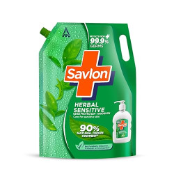 Savlon Herbal Sensitive Germ Protection Liquid Handwash, 1500ml Hand wash Refill, 90% Natural Origin, For Sensitive Hands