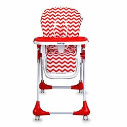 Luvlap Royal Highchair with 7 Height Levels, 3 Position Seat Recline and Wheels, Red