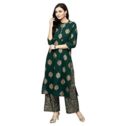 GoSriKi Women's cotton Printed Straight Kurta with Palazzo (KHAMAN_XL_ Multicolor_ X-Large)