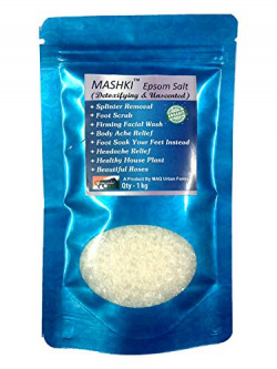 MASHKI PREMIUM QUALITY EPSOM BATH SALT best used for acne, facial wounds, sore muscles, body pain & much more - 1KG