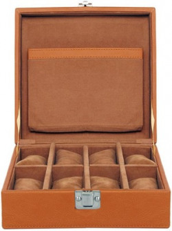 Leatherworld Watch Box 8 Watch Organizer Storage Case Watch Box(Tan, Holds 8 Watches)