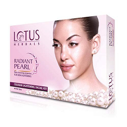 Lotus Radiant Pearl Facial Kit for Lightening & Brightening skin with Pearl dust & Green Tea, 4 easy steps, 37g(Single Use)