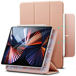 ESR Rebound Magnetic Smart Case for iPad Pro 12.9" 2021/2020/2018, Convenient Magnetic Attachment [Supports Apple Pencil Pairing & Charging] Smart Case Cover, Auto Sleep/Wake Trifold Stand Case - Rose Gold