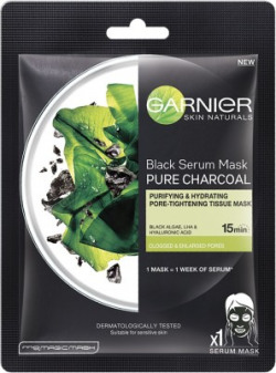 GARNIER Skin Naturals, Charcoal, Face Serum Sheet Mask (Black)(28 g)