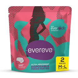 EverEve Ultra Absorbent, Heavy Flow Disposable Period Panties for Sanitary Protection, Maternity Delivery Pads, Overnight Napkins, 360 Degree Protection, Post partum use, M-L, 2 Panties