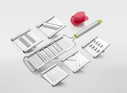 Krishna Collection Kmils Multipurpose 6 in1 Stainless Steel Grater and Slicer/Vegetable Cutter/French Fries Cutter/Potato Chips Cutter (Silver)