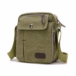 Goatter Unisex Canvas Multi-Compartment 8" Inch Messenger Bag Color,Green