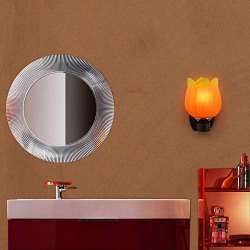 Somil Stylish Wood Wall Lamp /Light with Hand Decorative Colourful Glass Shade, Compatible with 5 to 60 Watt LED & Other Bulb, Round