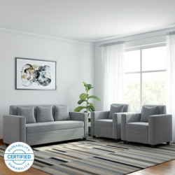 Bharat Lifestyle Lexus Fabric 3 + 1 + 1 Light Grey Sofa Set(Delivery condition - DIY(Do-It-Yourself))