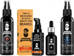 MUUCHSTAC Herbal Beard Growth Oil, Cherish Beard Wash, Ocean Face Wash and Herbal Skin Lightening Oil ( 4 Items in a Set )(4 Items in the set)