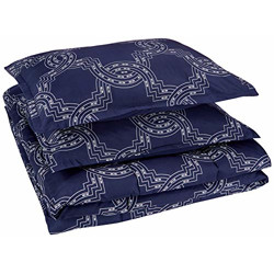 AmazonBasics Comforter Set, Full / Queen, Navy Nautical Knot, Microfiber, Ultra-Soft