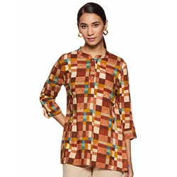 AVIRA Women's Rayon Straight Kurta (MC-27_Brown_S)