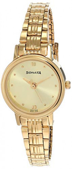Sonata Analog Champagne Dial Women's Watch-NL8096YM02/NP8096YM02