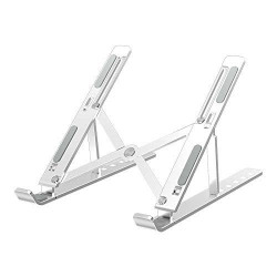 Dyazo 6 Angles Adjustable Aluminum Ergonomic Foldable Portable Tabletop Laptop/Desktop Riser Stand Holder Compatible for MacBook, HP, Dell, Lenovo & All Other Notebook (Silver)