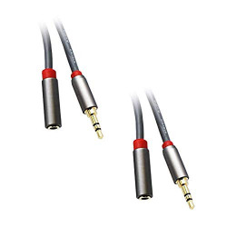 C&E CNE723112 1.5 FT(0.4 M) 3.5mm Aux Male to Female Extension Stereo Audio Cable Grey (1.5 Feet/0.4 Meters) Compatible for iPhone, iPad or Smartphones, Tablets, Media Players (2 Pack)