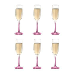 Cello Elegance Glass Champagne Tumblers, Set of 6, 210ml Each, Pink