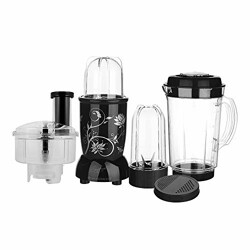Wonderchef Nutri Blend Compact Food Processor, 22000 RPM Mixer Grinder, Blender, Chopper, Juicer, Food Processor, Stainless Steel Blades, 4 Unbreakable Jars, 2 Years Warranty, 400-Watt, Black, Online Recipe Book By Chef Sanjeev Kapoor