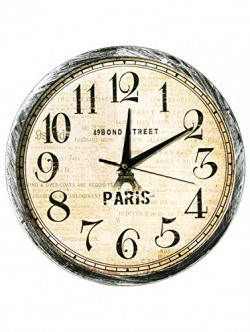 Story@Home 12-inch Vintage Collection Round Shape Plastic Wall Clock (30 cm x 30 cm x 1.5 cm, Black and Beige)