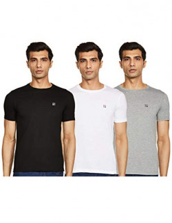 Cazibe Men T-Shirt (Pack of 3) Black/Ash/White M