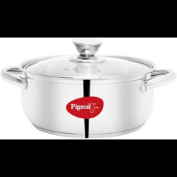 Pigeon Special Stainless Steel Belly Casserole 18cm with Glass Lid Cook and Serve Casserole(1.8 L)