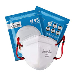 Suchi N95 mask with 5 layer Non Woven and Meltblown Protection Reusable Face Mask(White, Pack of 2)