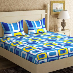 IWS 104 TC Cotton Double Printed Bedsheet(Pack of 1, Multicolor)