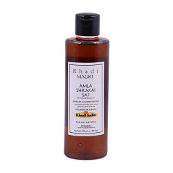 Khadi Mauri Herbal Amla Shikakai Shampoo - Strengthens Roots & Hair Follicles, Repairs Damage & Fights Hairfall - Enriched with Natural Ingredients - 210 ML