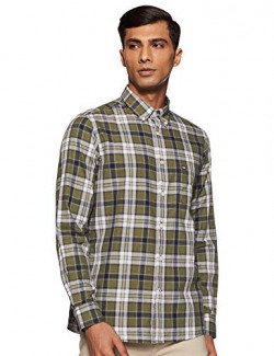 Arrow Sports Men's Checkered Slim fit Casual Shirt (ASYSH0048_Green 46FS)