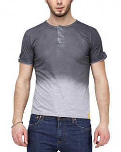 Campus Sutra Men Henley T-Shirt(SS16PRM_HNYSPR_M_PLN_CHGR_XL) Charcoal
