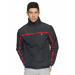 Fort Collins Men's Solid Regular Fit Nylon Activewear Jacket (10723 OL_Dark Grey_XXL)