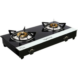 Lifelong Glass Top 2 Burner Gas Stove, Black and White (ISI Certified,1 Year Warranty with Doorstep Service) Glass Manual Gas Stove(2 Burners)