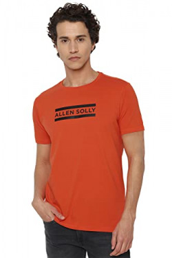 Allen Solly Men's Regular Fit T Shirt (ASKCQRGF805159-L_Orange_L)
