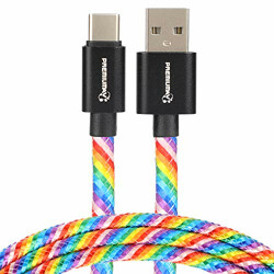 PremiumAV Durable USB Type C Braided Fast Charging Cable Compatible with Samsung Galaxy S10/S9/S8 A40/A50/A70/A20/A10e/,Huawei P20/P10/P30 P9,Hero7/6/5,Sony Xperia Rainbow