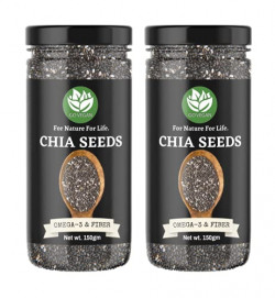Go Vegan Raw Unroasted Chia Seeds with Omega 3 and Fiber for Weight Loss 300 Gram | Chia Seeds (Pack of 2 * 150g)