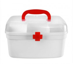 DALUCI Any Time First Aid Kit Emergency Medicine And Medical Storage Box and Lid with Handle Portable for Home Camping Travel Hiking Pill Box(White)