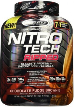 Muscletech Performance Series Nitrotech Ripped Whey Protein(1.81 kg, Chocolate Fudge Brownie)