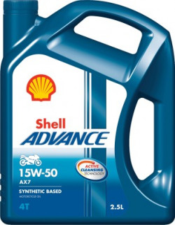 Shell Advance 4T AX7 15W-50 15W-50 API SM Synthetic Blend Engine Oil(2.5 L)