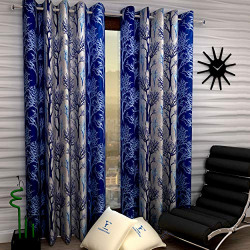 Fashion String Polyresin Window Curtain Set ( 5 feet long , Blue ) - 2 Pieces