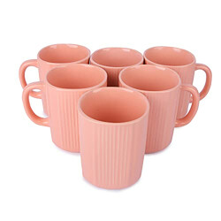 Anwaliya Army Series Ceramic Coffee Mugs, 230 ml, Set of 6, Pink Square