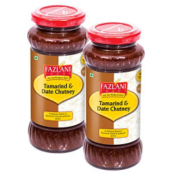 FAZLANI FOODS Ready to Eat Authentic Tamarind Date (Imli and khajur) Chutney - Pack of 2 (15 Servings Each) Glass Bottle, Gluten-Free with No Artificial Colors / Flavours |BRC and USDA Certified