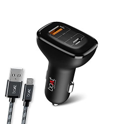 boAt Dual Port Qc-Pd 24W Fast Car Charger with 24W Fast Pd Charging & 18W Qc Charging Compatible with All Smartphones, Tablets & Laptops (Free Type C to Type C Cable), Black