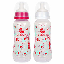 Cutieco 250 ml Round Shape Baby Feeding Bottle, Multicolor - (Pack of 2)