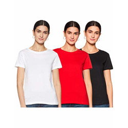 honeysuckle by Cotton Colors Women's Classic T-Shirt (TWTRNCP3E_Black/ White/Red Small) (Pack of 3)